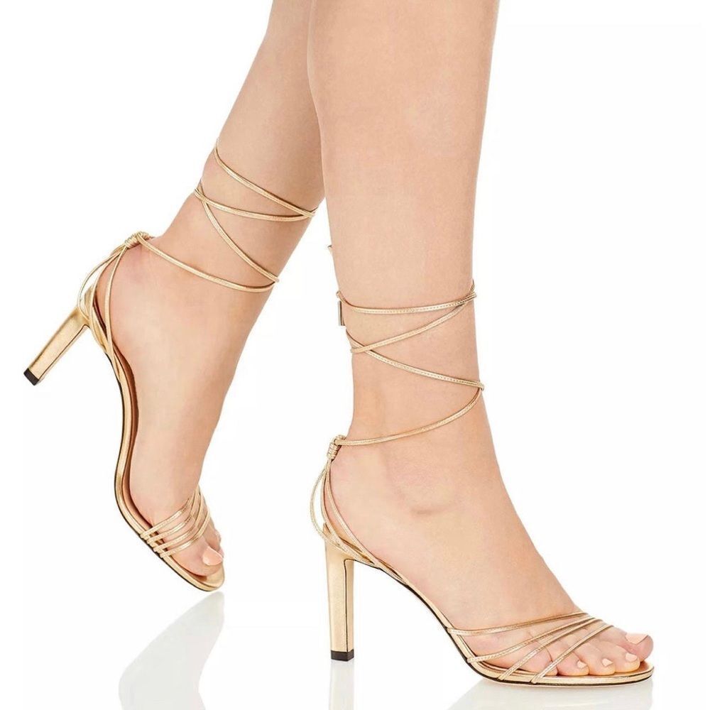 Jimmy Choo Antia Metallic Leather Ankle-Tie Sandals size 36